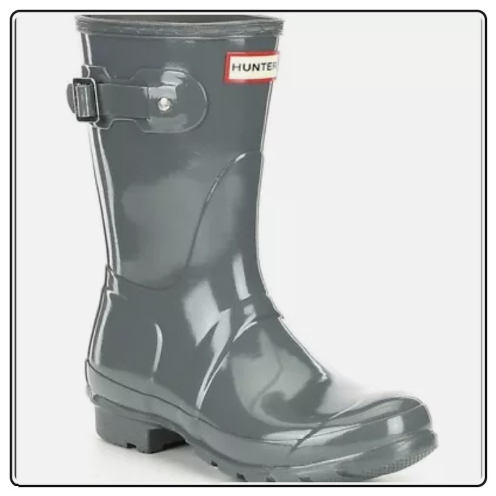 HUNTER | Original Short Boot | Gloss Feather (Gray) | Size 8